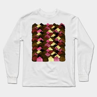 Never Too Much Chocolate - Valentines Day Candy Pattern Long Sleeve T-Shirt